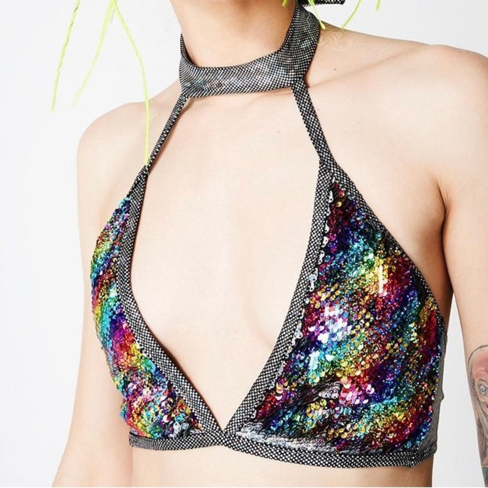 J Valentine Flip Sequin top. Rave festival